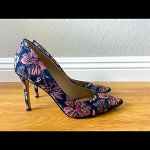 Sam Edelman - Navy and Pink Floral Heels